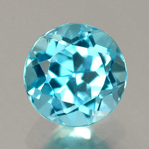 Topacio azul natural de 1,12 ct, corte redondo, IF