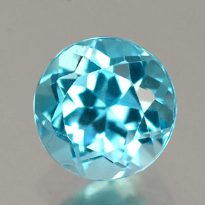 Topacio azul natural de 1,12 ct, corte redondo, IF