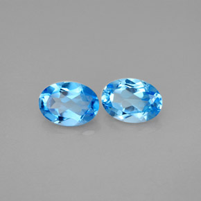 Gemas de topacio azul natural de  ct, corte óvalo, VVS-VS