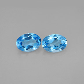 Gemas de topacio azul natural de  ct, corte óvalo, VVS-VS