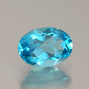 Topacio azul natural de 1,08 ct, corte óvalo, VS