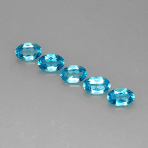 Gemas de topacio azul natural de  ct, corte óvalo, VS
