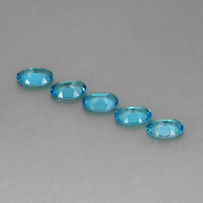 Gemas de topacio azul natural de  ct, corte óvalo, VS