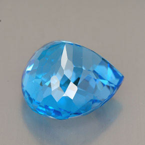 Topacio azul natural de 12,38 ct, en forma de pera, VVS