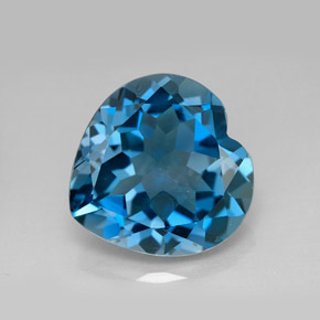 Topacio azul natural de 12,92 ct, forma de corazón, VVS
