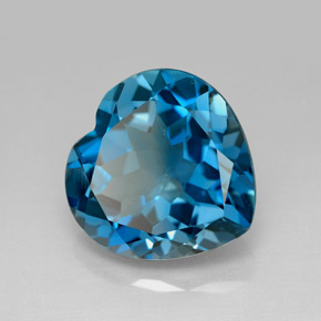 Topacio azul natural de 12,92 ct, forma de corazón, VVS