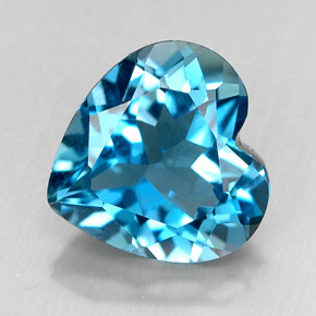 Topacio azul natural de 4,14 ct, forma de corazón, IF