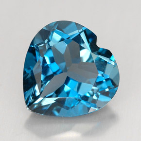 Topacio azul natural de 4,12 ct, forma de corazón, VVS