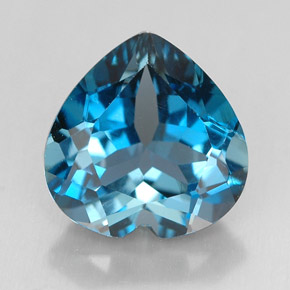 Topacio azul natural de 4,12 ct, forma de corazón, VVS