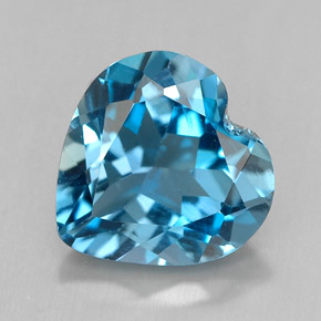 Topacio azul natural de 3,70 ct, forma de corazón, VVS
