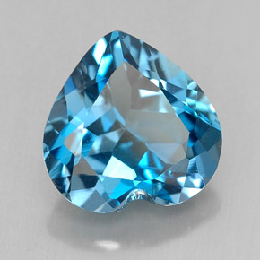 Topacio azul natural de 3,70 ct, forma de corazón, VVS