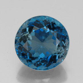 Topacio azul natural de 5,84 ct, corte redondo, VVS-VS