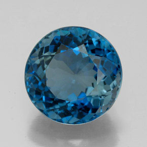 Topacio azul natural de 5,84 ct, corte redondo, VVS-VS