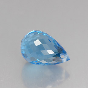 Topacio azul natural de 2,17 ct, briolette, VVS