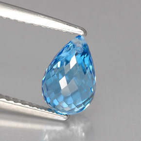 Topacio azul natural de 2,17 ct, briolette, VVS