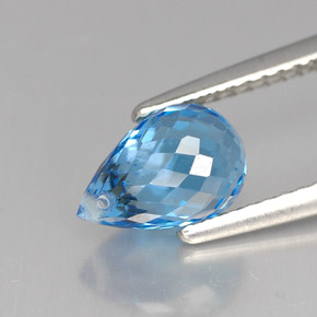 Topacio azul natural de 2,17 ct, briolette, VVS
