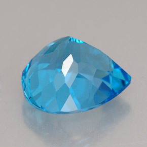 Topacio azul natural de 7,44 ct, en forma de pera, IF