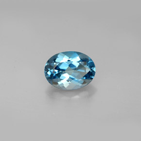 Topacio azul natural de 1,52 ct, corte óvalo, VVS