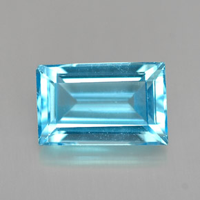 Topacio azul natural de 2,41 ct, baguette, VVS-VS