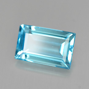 Topacio azul natural de 2,41 ct, baguette, VVS-VS