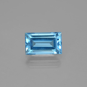 Topacio azul natural de 1,96 ct, baguette, VVS-VS
