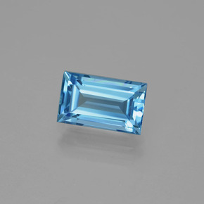 Topacio azul natural de 1,96 ct, baguette, VVS-VS