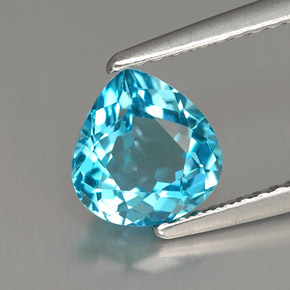 Topacio azul natural de 1,54 ct, en forma de pera, VVS-VS