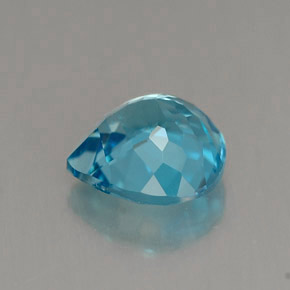 Topacio azul natural de 1,54 ct, en forma de pera, VVS-VS