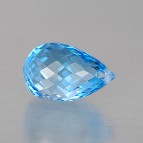 Topacio azul natural de 2,16 ct, briolette, VVS