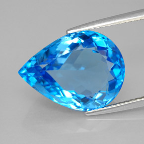 Topacio azul natural de 9,62 ct, en forma de pera, VVS