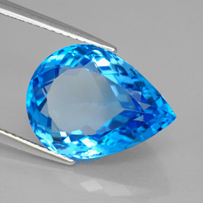 Topacio azul natural de 9,62 ct, en forma de pera, VVS