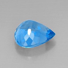 Topacio azul natural de 8,22 ct, en forma de pera, VVS-VS