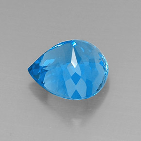 Topacio azul natural de 8,09 ct, en forma de pera, VVS-VS