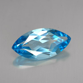 Topacio azul natural de 6,83 ct, marquesa, VVS-VS