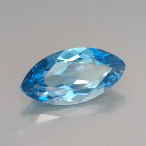 Topacio azul natural de 6,80 ct, marquesa, VVS-VS