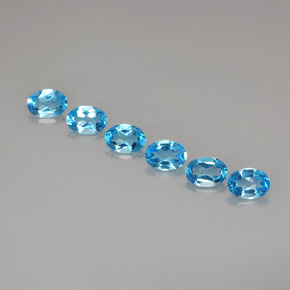 Gemas de topacio azul natural de  ct, corte óvalo, VVS-VS
