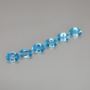 Gemas de topacio azul natural de  ct, corte óvalo, VVS-VS
