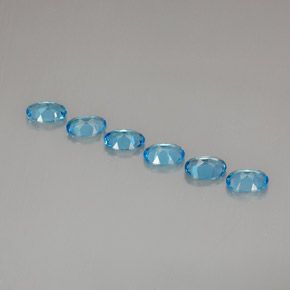 Gemas de topacio azul natural de  ct, corte óvalo, VVS-VS