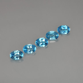 Gemas de topacio azul natural de  ct, corte óvalo, VVS-VS