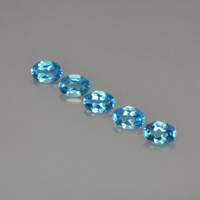 Gemas de topacio azul natural de  ct, corte óvalo, VVS-VS