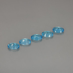 Gemas de topacio azul natural de  ct, corte óvalo, VVS-VS