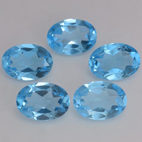 Gemas de topacio azul natural de 4,08 ct, corte óvalo, VVS-VS
