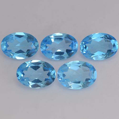 Gemas de topacio azul natural de 4,08 ct, corte óvalo, VVS-VS