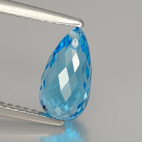Topacio azul natural de 2,40 ct, briolette, VVS
