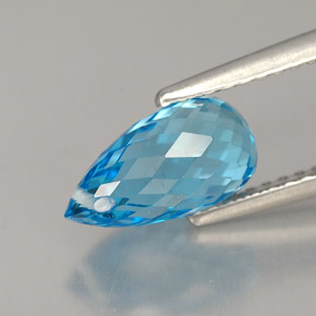 Topacio azul natural de 2,40 ct, briolette, VVS