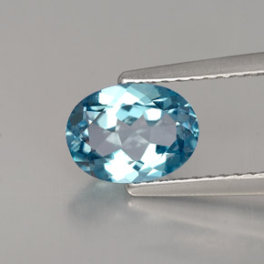 Topacio azul natural de 1,42 ct, corte óvalo, VVS