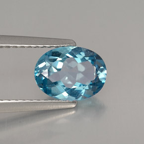 Topacio azul natural de 1,42 ct, corte óvalo, VVS