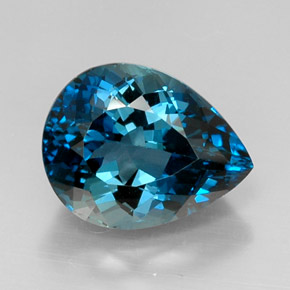 Topacio azul natural de 12,93 ct, en forma de pera, VVS-VS