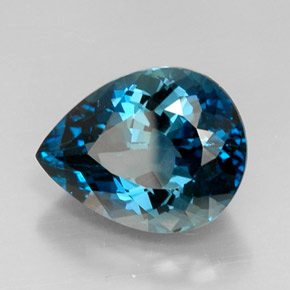 Topacio azul natural de 12,93 ct, en forma de pera, VVS-VS
