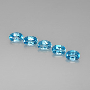 Gemas de topacio azul natural de  ct, corte óvalo, VVS